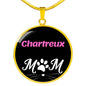 Chartreux Cat Mom Necklace Circle Pendant Stainless Steel or 18k Gold 18-22"-Express Your Love Gifts