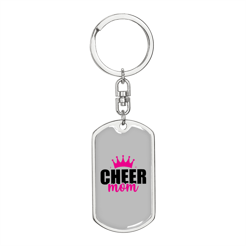 Cheer Mom Keychain Stainless Steel or 18k Gold Dog Tag Keyring-Express Your Love Gifts
