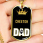 Cheetoh Cat Dad Necklace Stainless Steel or 18k Gold Dog Tag 24" Chain-Express Your Love Gifts