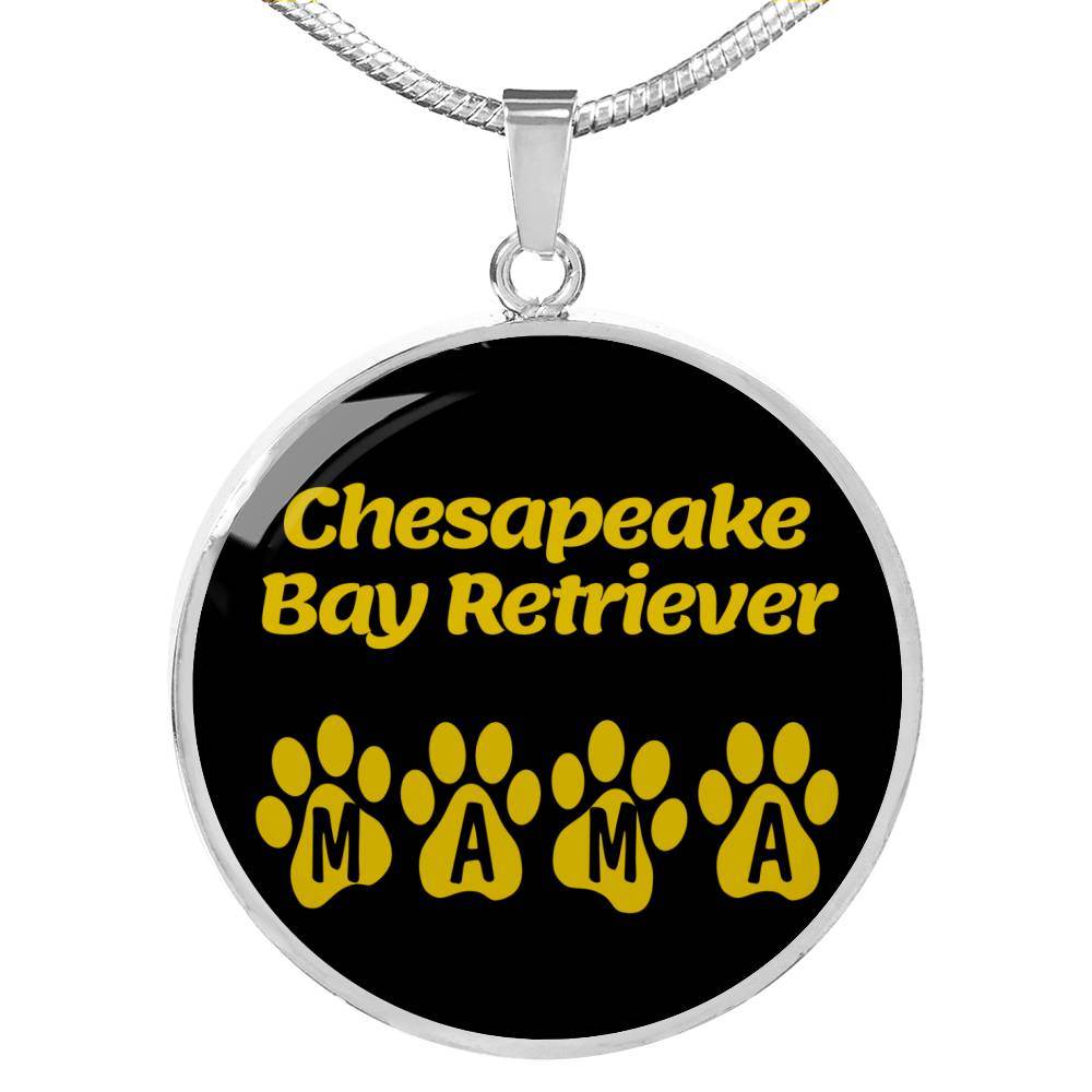 Chesapeake Bay Retriever Mama Circle Necklace Stainless Steel or 18k Gold 18-22" Dog Owner Lover-Express Your Love Gifts