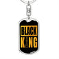 Chess Fan Gift Black King Power Piece Keychain Dog Tag Stainless Steel or 18k Gold-Express Your Love Gifts