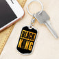 Chess Fan Gift Black King Power Piece Keychain Dog Tag Stainless Steel or 18k Gold-Express Your Love Gifts