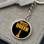 Chess Fan Gift Black Queen Circle Keychain Stainless Steel or 18k Gold Pendant-Express Your Love Gifts
