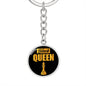 Chess Fan Gift Black Queen Circle Keychain Stainless Steel or 18k Gold Pendant-Express Your Love Gifts