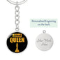 Chess Fan Gift Black Queen Circle Keychain Stainless Steel or 18k Gold Pendant-Express Your Love Gifts
