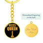 Chess Fan Gift Black Queen Circle Keychain Stainless Steel or 18k Gold Pendant-Express Your Love Gifts
