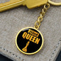 Chess Fan Gift Black Queen Circle Keychain Stainless Steel or 18k Gold Pendant-Express Your Love Gifts