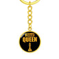 Chess Fan Gift Black Queen Circle Keychain Stainless Steel or 18k Gold Pendant-Express Your Love Gifts