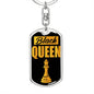 Chess Fan Gift Black Queen Keychain Dog Tag Stainless Steel or 18k Gold-Express Your Love Gifts