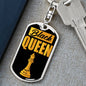 Chess Fan Gift Black Queen Keychain Dog Tag Stainless Steel or 18k Gold-Express Your Love Gifts