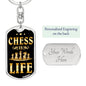 Chess Fan Gift Chess Is Life Keychain Dog Tag Stainless Steel or 18k Gold-Express Your Love Gifts