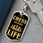 Chess Fan Gift Chess Is Life Keychain Dog Tag Stainless Steel or 18k Gold-Express Your Love Gifts