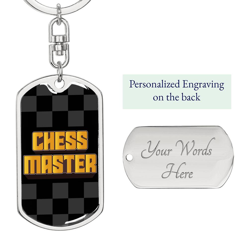 Chess Fan Gift Chess Master Keychain Dog Tag Stainless Steel or 18k Gold-Express Your Love Gifts