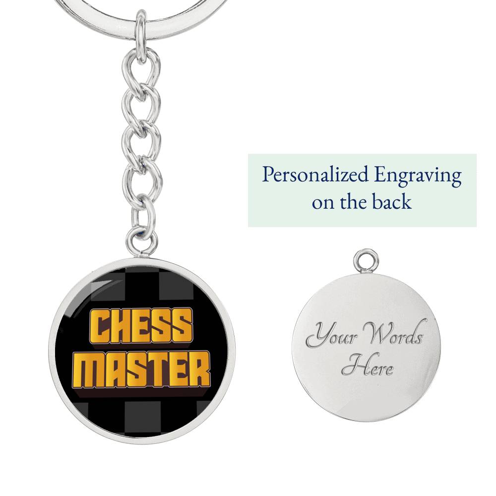 Chess Fan Gift Chess Master Keychain Stainless Steel or 18k Gold Circle Pendant-Express Your Love Gifts