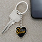 Chess Fan Gift Chess Queen Heart Keychain Stainless Steel or 18k Gold-Express Your Love Gifts