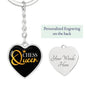 Chess Fan Gift Chess Queen Heart Keychain Stainless Steel or 18k Gold-Express Your Love Gifts