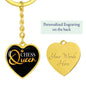 Chess Fan Gift Chess Queen Heart Keychain Stainless Steel or 18k Gold-Express Your Love Gifts