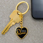 Chess Fan Gift Chess Queen Heart Keychain Stainless Steel or 18k Gold-Express Your Love Gifts