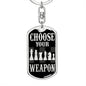 Chess Fan Gift Choose Your Weapon Keychain Dog Tag Stainless Steel or 18k Gold-Express Your Love Gifts