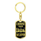 Chess Fan Gift Choose Your Weapon Keychain Dog Tag Stainless Steel or 18k Gold-Express Your Love Gifts