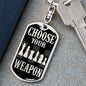 Chess Fan Gift Choose Your Weapon Keychain Dog Tag Stainless Steel or 18k Gold-Express Your Love Gifts