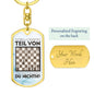 Chess Fan Gift Funny Chess German Keychain Dog Tag Stainless Steel or 18k Gold-Express Your Love Gifts
