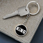 Chess Fan Gift King Keychain Stainless Steel or 18k Gold Circle Pendant-Express Your Love Gifts