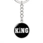 Chess Fan Gift King Keychain Stainless Steel or 18k Gold Circle Pendant-Express Your Love Gifts