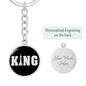 Chess Fan Gift King Keychain Stainless Steel or 18k Gold Circle Pendant-Express Your Love Gifts