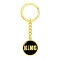 Chess Fan Gift King Keychain Stainless Steel or 18k Gold Circle Pendant-Express Your Love Gifts