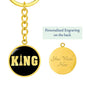 Chess Fan Gift King Keychain Stainless Steel or 18k Gold Circle Pendant-Express Your Love Gifts