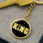 Chess Fan Gift King Keychain Stainless Steel or 18k Gold Circle Pendant-Express Your Love Gifts