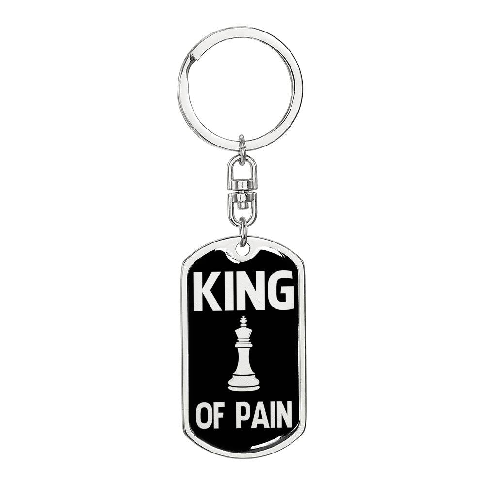 Chess Fan Gift King Of Pain Keychain Dog Tag Stainless Steel or 18k Gold-Express Your Love Gifts