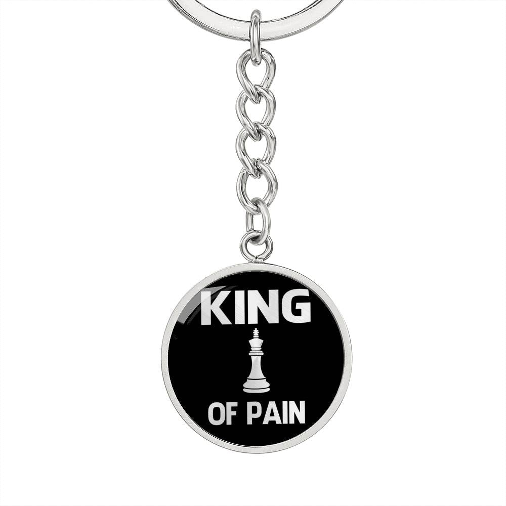 Chess Fan Gift King Of Pain Keychain Stainless Steel or 18k Gold Circle Pendant-Express Your Love Gifts