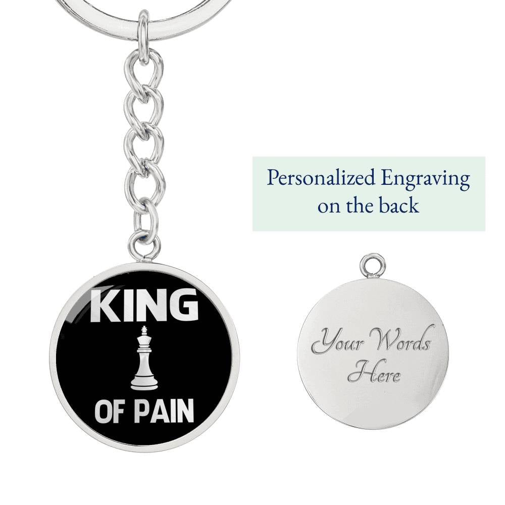Chess Fan Gift King Of Pain Keychain Stainless Steel or 18k Gold Circle Pendant-Express Your Love Gifts