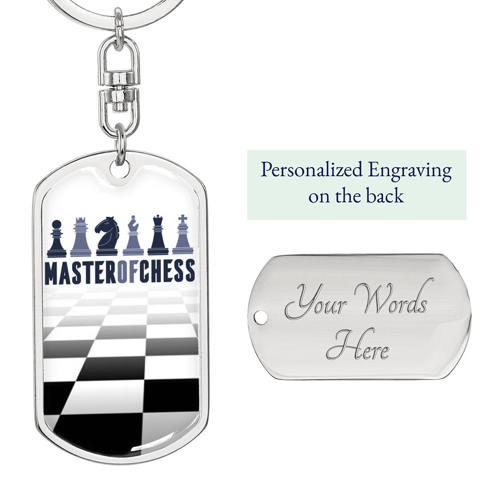 Chess Fan Gift Master Of Chess Keychain Dog Tag Stainless Steel or 18k Gold-Express Your Love Gifts
