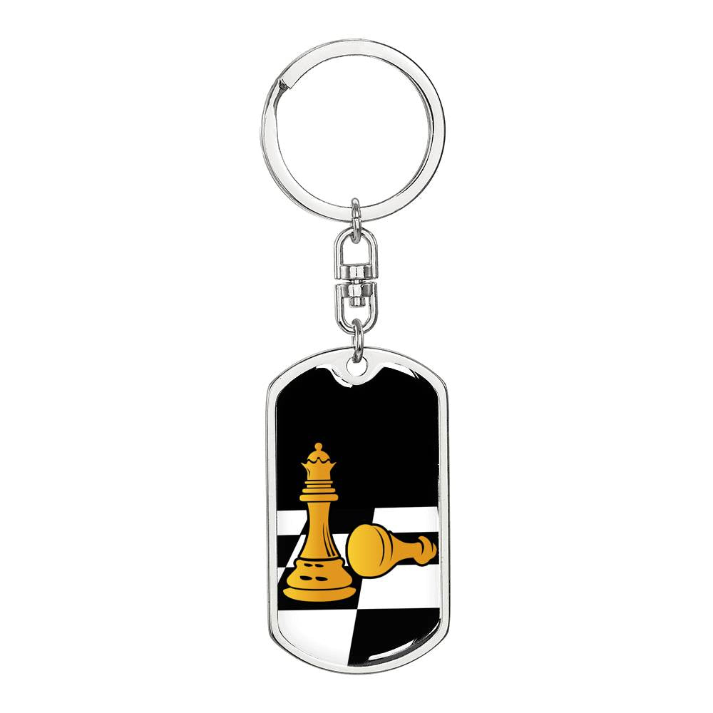 Chess Fan Gift Queen'S Gambit Keychain Dog Tag Stainless Steel or 18k Gold-Express Your Love Gifts