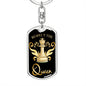 Chess Fan Gift Respect The Queen Keychain Dog Tag Stainless Steel or 18k Gold-Express Your Love Gifts