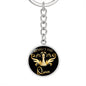 Chess Fan Gift Respect The Queen Keychain Stainless Steel or 18k Gold Circle Pendant-Express Your Love Gifts