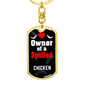 Chicken Bird Keychain Stainless Steel or 18k Gold Dog Tag Keyring-Express Your Love Gifts