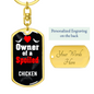 Chicken Bird Keychain Stainless Steel or 18k Gold Dog Tag Keyring-Express Your Love Gifts