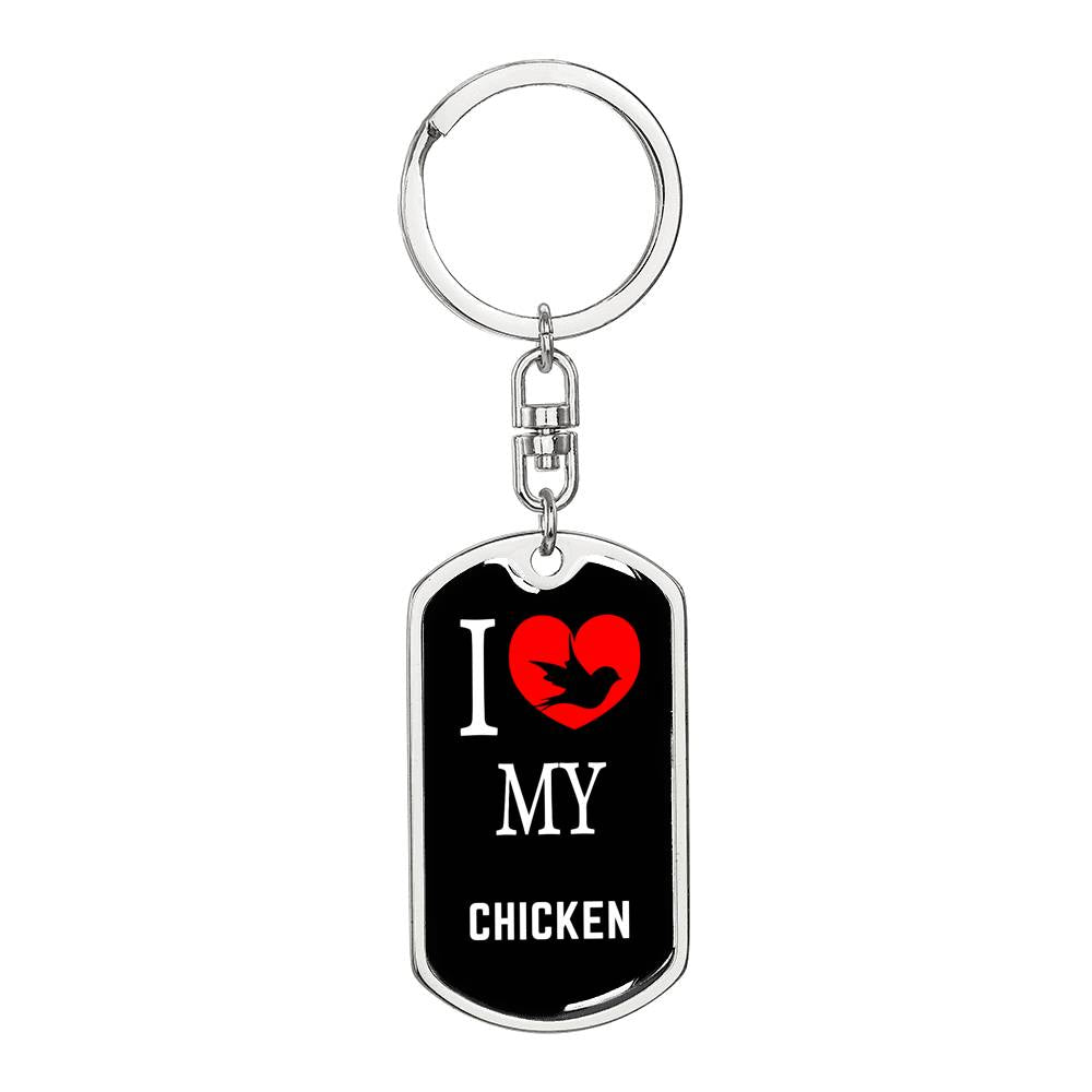 Chicken Bird Lover Keyring Keychain Stainless Steel or 18k Gold-Express Your Love Gifts