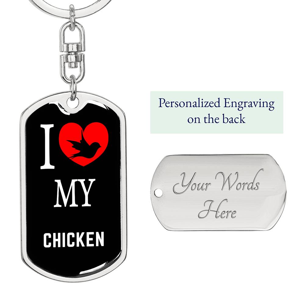 Chicken Bird Lover Keyring Keychain Stainless Steel or 18k Gold-Express Your Love Gifts