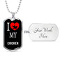 Chicken Necklace Stainless Steel or 18k Gold Dog Tag 24" Chain-Express Your Love Gifts