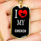 Chicken Necklace Stainless Steel or 18k Gold Dog Tag 24" Chain-Express Your Love Gifts