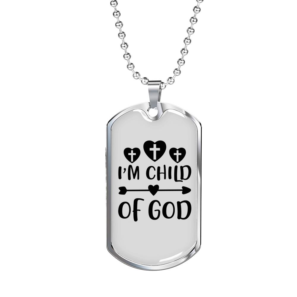 Child Of God Arrow Cross Necklace Stainless Steel or 18k Gold Dog Tag 24" Chain-Express Your Love Gifts