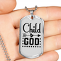 Child Of God Arrow Heart Necklace Stainless Steel or 18k Gold Dog Tag 24" Chain-Express Your Love Gifts