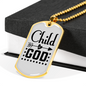 Child Of God Arrow Heart Necklace Stainless Steel or 18k Gold Dog Tag 24" Chain-Express Your Love Gifts