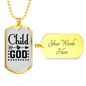 Child Of God Arrow Heart Necklace Stainless Steel or 18k Gold Dog Tag 24" Chain-Express Your Love Gifts
