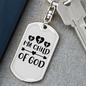 Child Of God Cross Keychain Stainless Steel or 18k Gold Dog Tag Keyring-Express Your Love Gifts